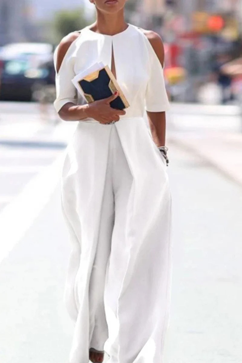 Dames jumpsuit elegante cold shoulder met wijde pijpen - veelzijdige outfit voor casual en chique gelegenheden