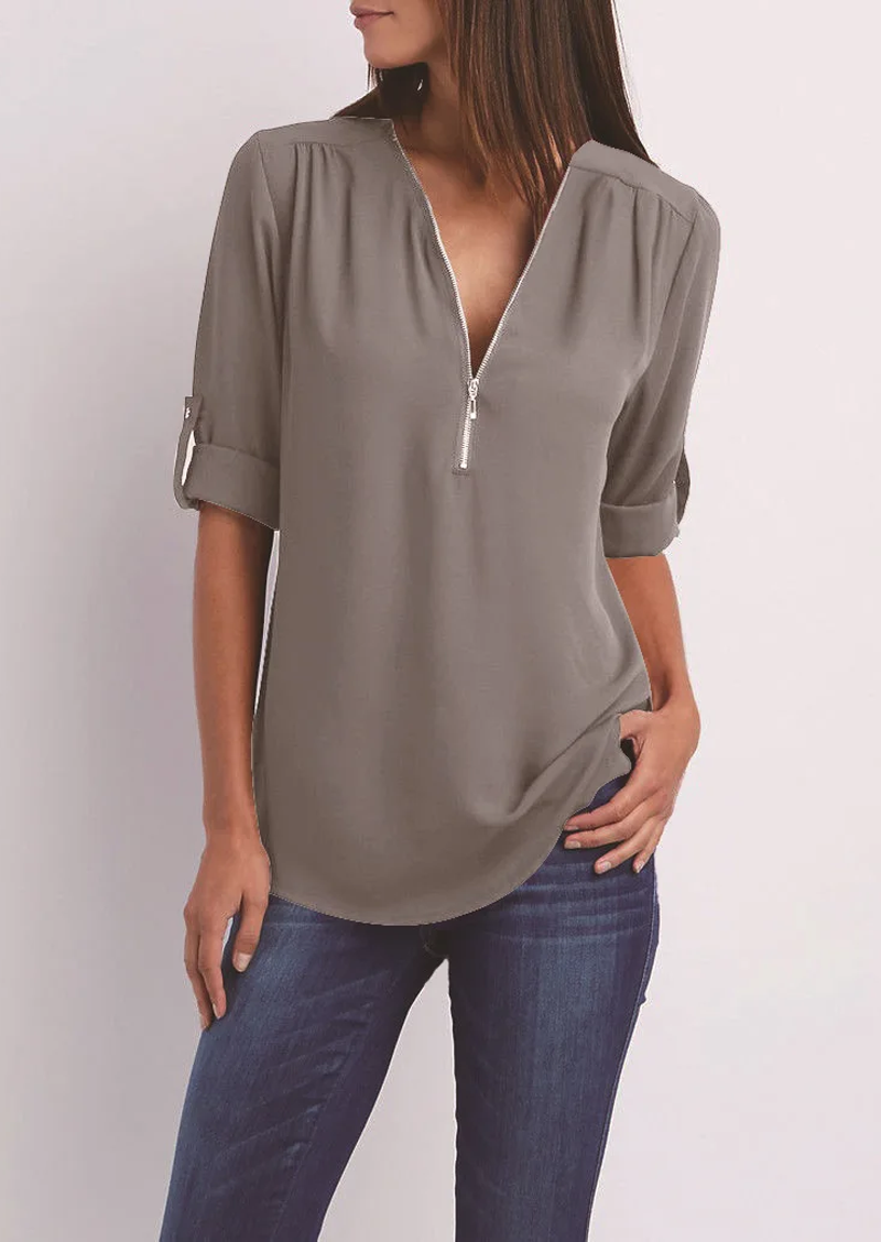 Dames blouse met rits - elegante top voor casual en veelzijdig gebruik