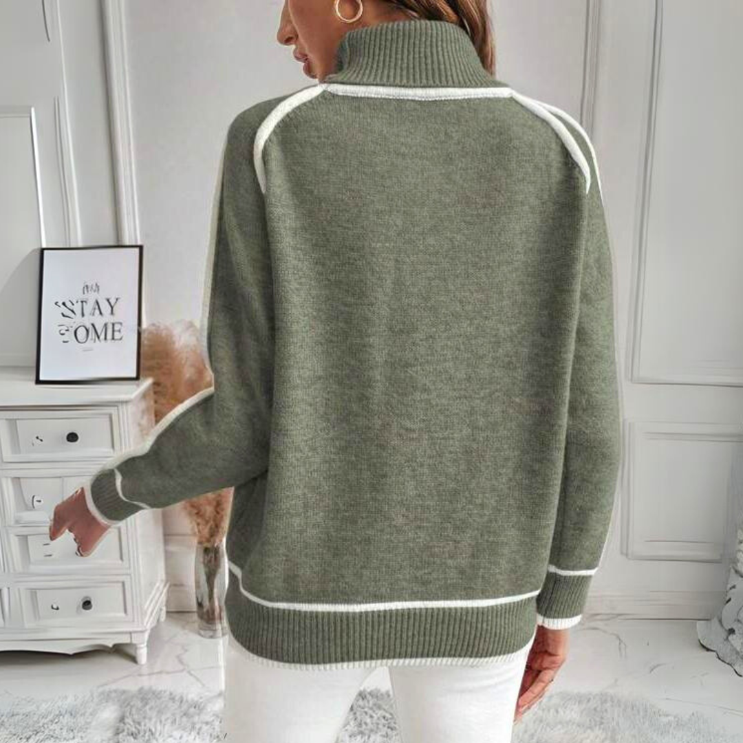 Chunky coltrui - groene gebreide pullover voor dames