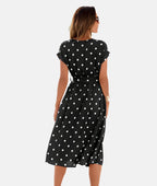 Dames polka dot midi shirtjurk - elegante casual stijl voor de zomer - flatterend met ceintuur