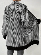 Geometric patroon cardigan - dames open vooraan gebreide trui in gemengde kleuren - Bakkermode.nl
