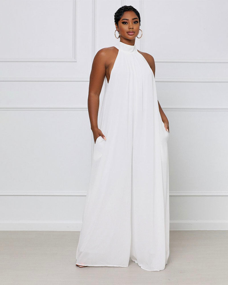 Dames casual jumpsuit met halternek - mouwloze zomeroutfit voor evenementen