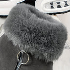 Enkellaarzen met imitatiebont - stijlvolle dames wedgehakken - Bakkermode.nl