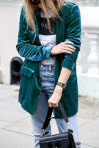 Fluwelen blazer - stijlvolle lange damesjas voor casual en elegante looks - Bakkermode.nl