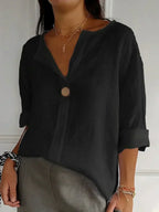 Dames casual linnen blouse met stijlvolle knoopdetails - gezellige everyday top voor dames