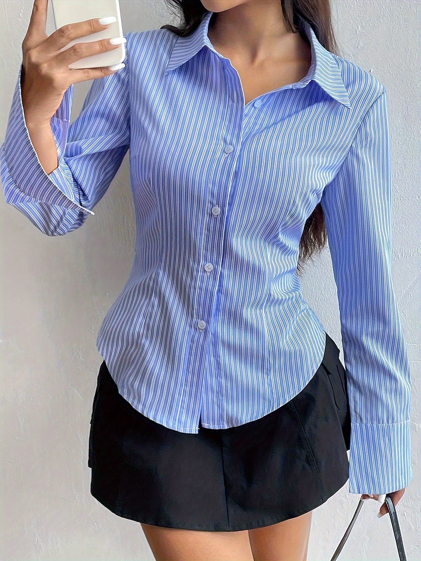 Multikleur gestreepte blouse - chique langemouwen damesbloes