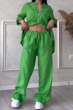 2-delige linnen lounge set - relaxte pasvorm voor dames