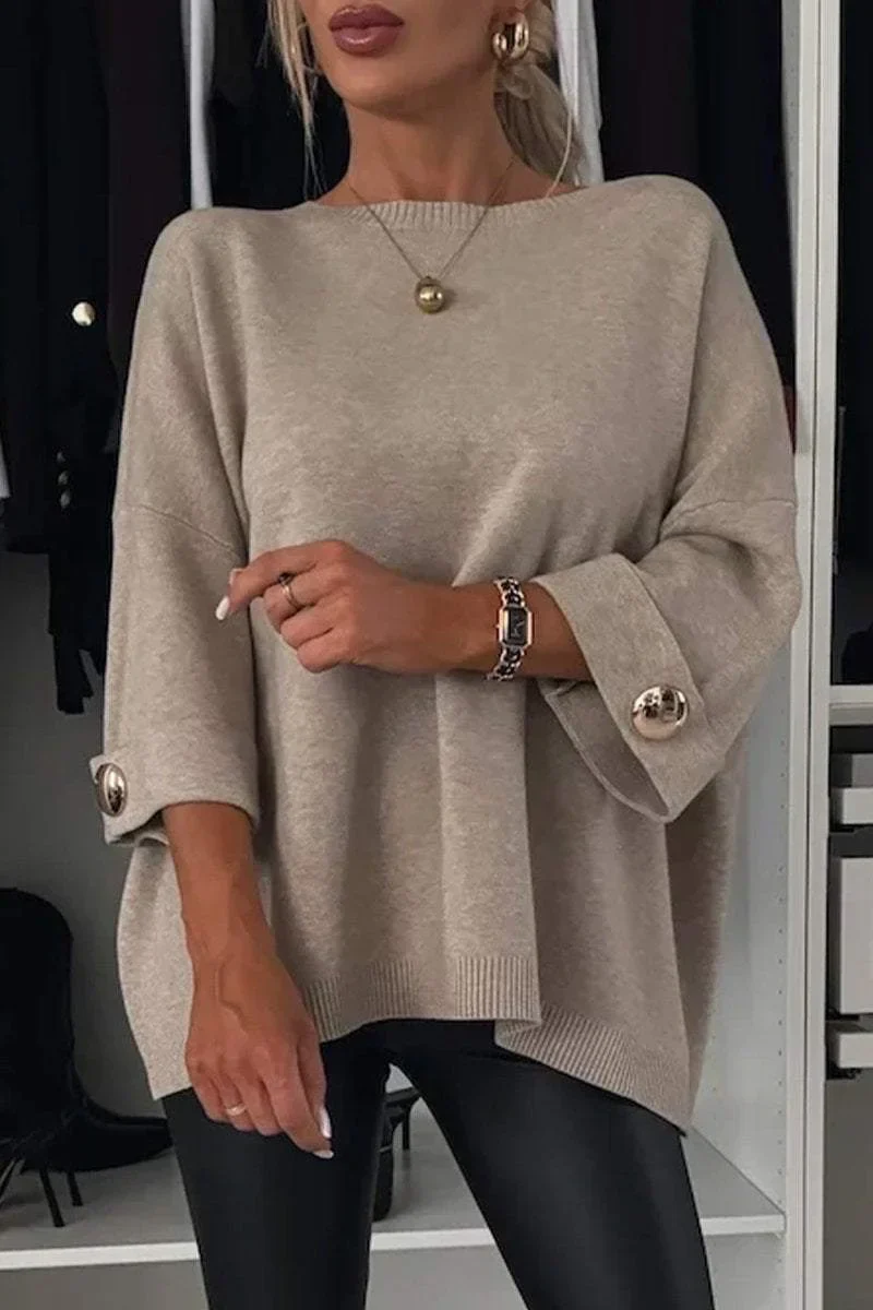 Trui top - stijlvolle losse fit dames gebreide jumper - Bakkermode.nl