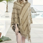 Khaki poncho - stijlvolle zachte wrap voor dames