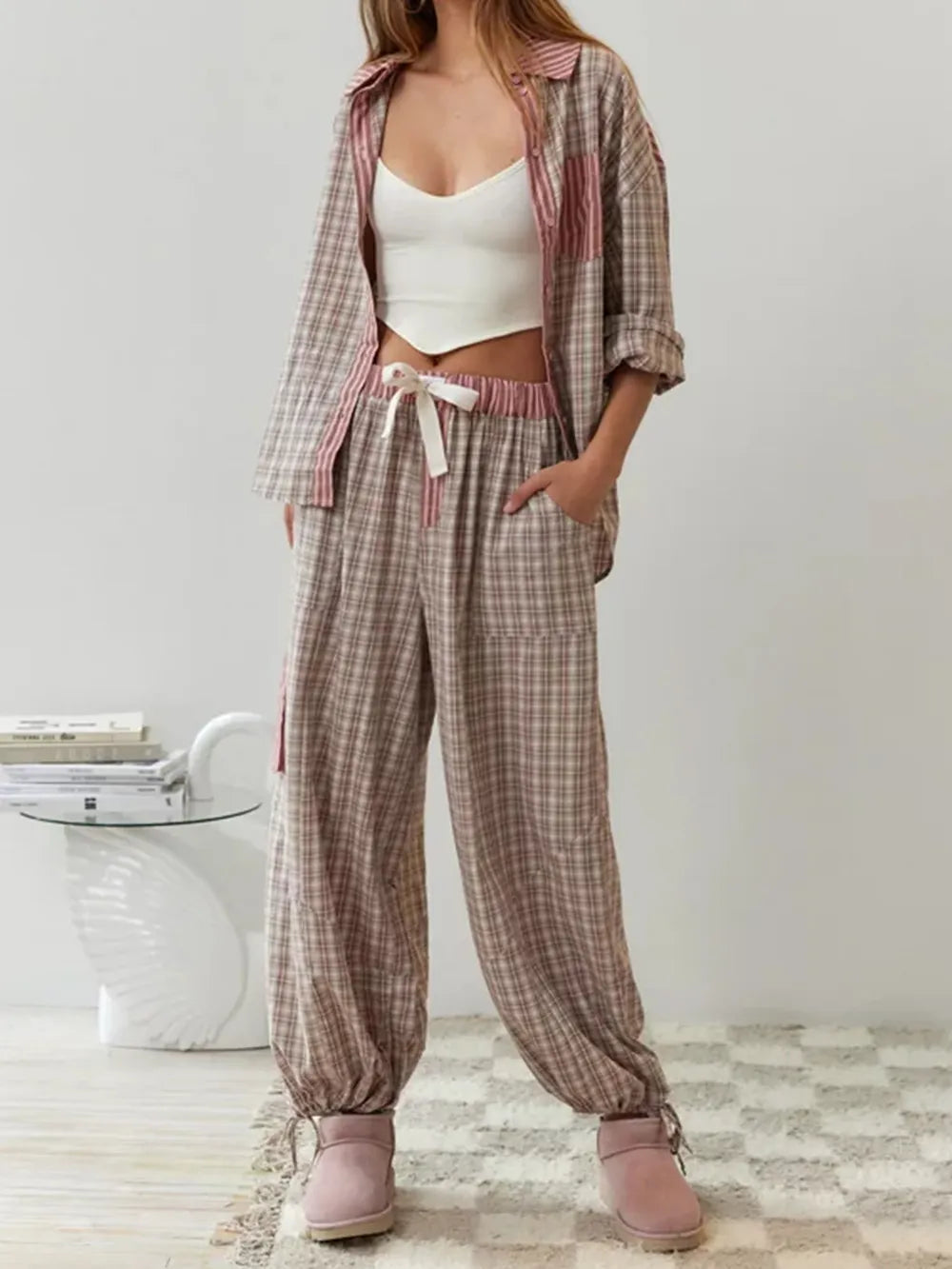 2-delige casual pyjama set - relaxte dames slaapmode - Bakkermode.nl