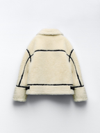 Oversized teddy jas voor dames - warme en knusse beige winterjas met zachte voering - Bakkermode.nl