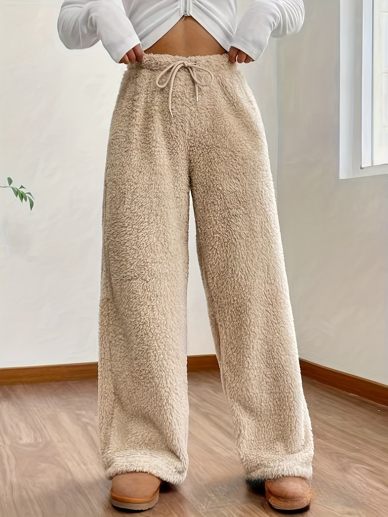 Fleece wijde broek - gezellige dames loungewear onderstukken - Bakkermode.nl