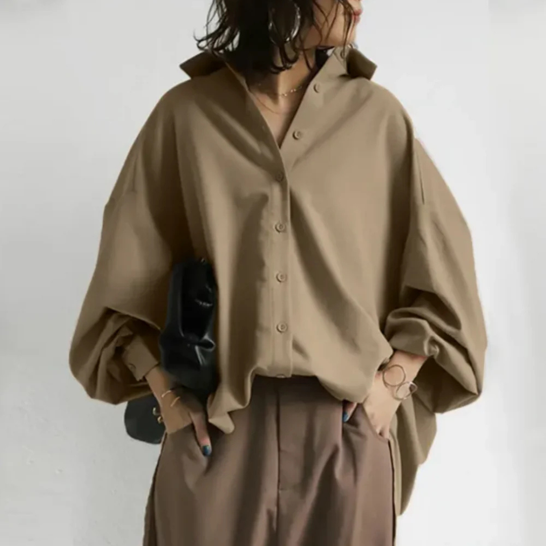 Dames oversized blouse met relaxte pasvorm voor kantoor en casual gelegenheden - zachte ademende stof