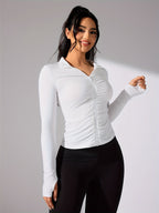 Dames lichtgewicht sportjack - stijlvolle lange mouwen zip-up fitness top voor casual en actieve looks