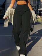Dames cargo broeken met hoge taille - veelzijdige casual mode