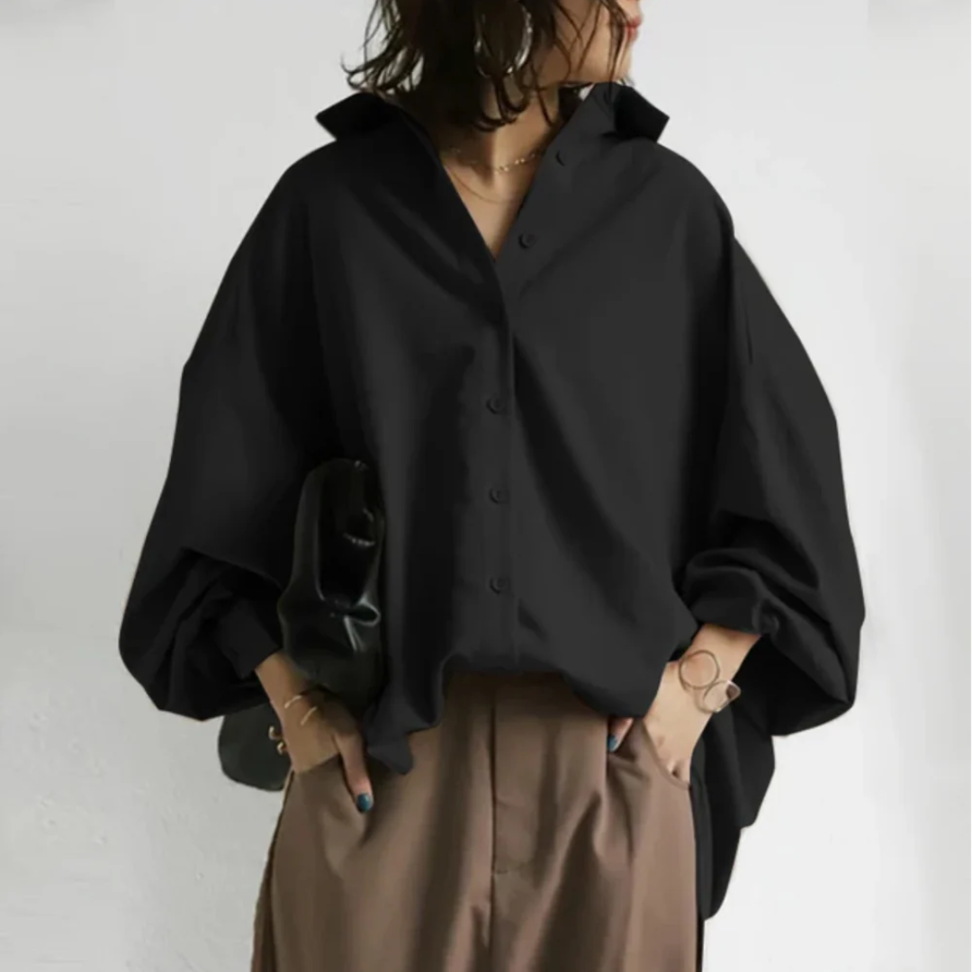 Dames oversized blouse met relaxte pasvorm voor kantoor en casual gelegenheden - zachte ademende stof