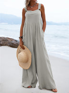 Dames lichte overall relaxed fit strandmode - stijlvolle zomer jumpsuit voor casual uitjes