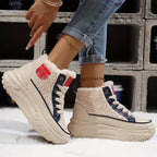 Dames high-top sneakers - stijlvolle sneakers met faux fur lining