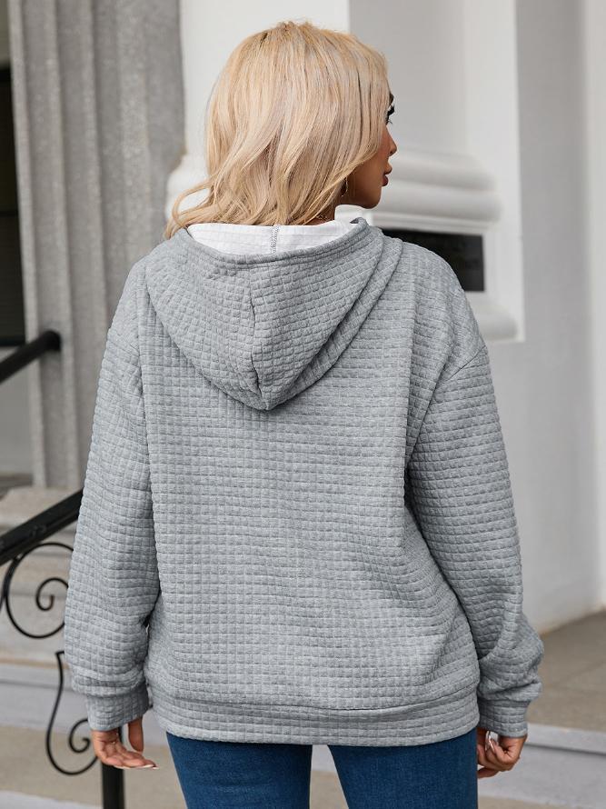 Knusse wafelgebreide hoodie dames - casual oversized trui - Bakkermode.nl