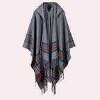 Wollen poncho - elegante dames winterwrap met franjes