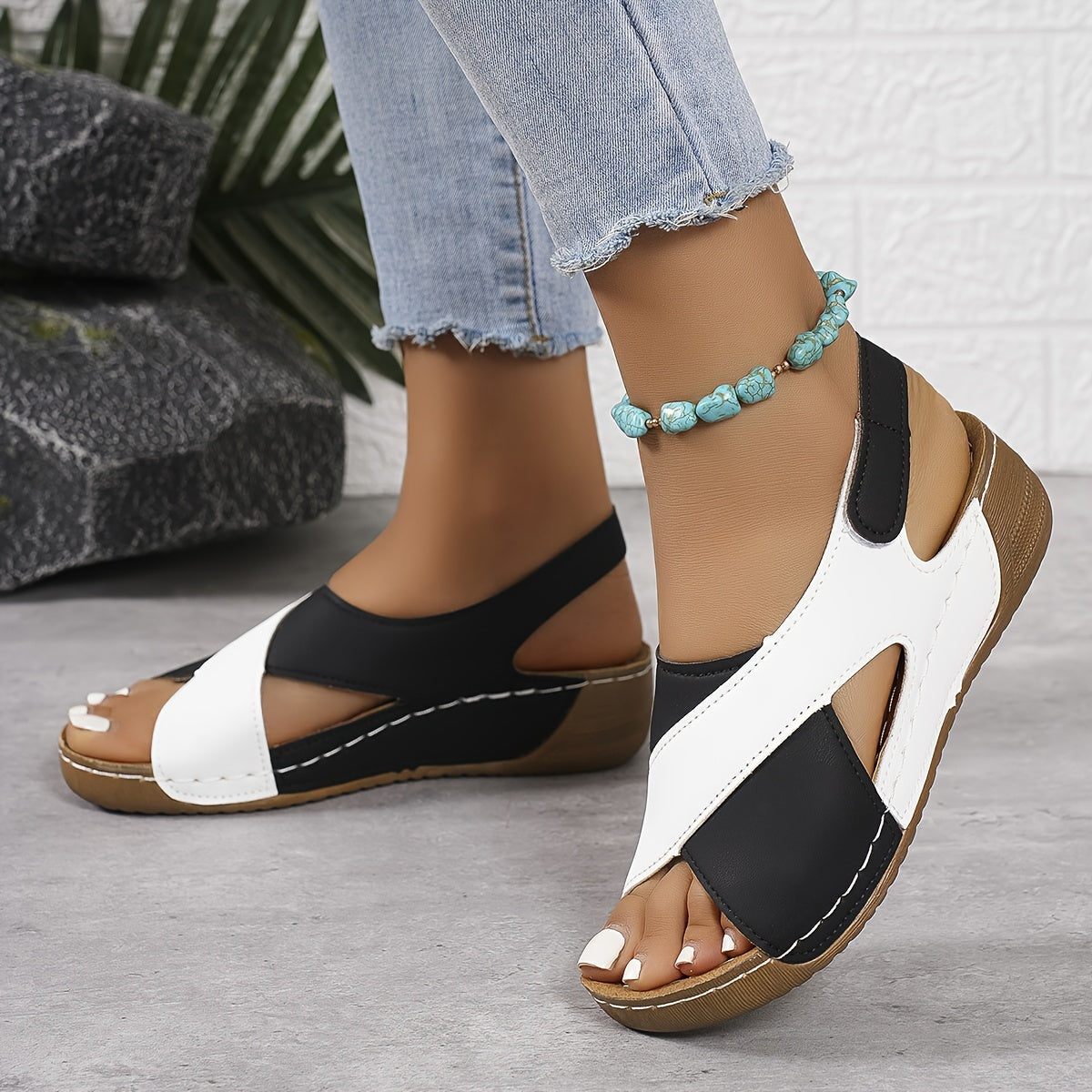 Dames wedge sandalen met orthopedische ondersteuning - casual instappers voor dagelijkse uitjes