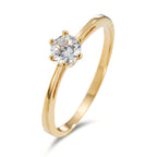 Gouden solitaire ring - tijdloze dames verlovingsring met zirconia