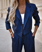 2-delig blazer set dames pak - cropped blazer met pantalon - Bakkermode.nl