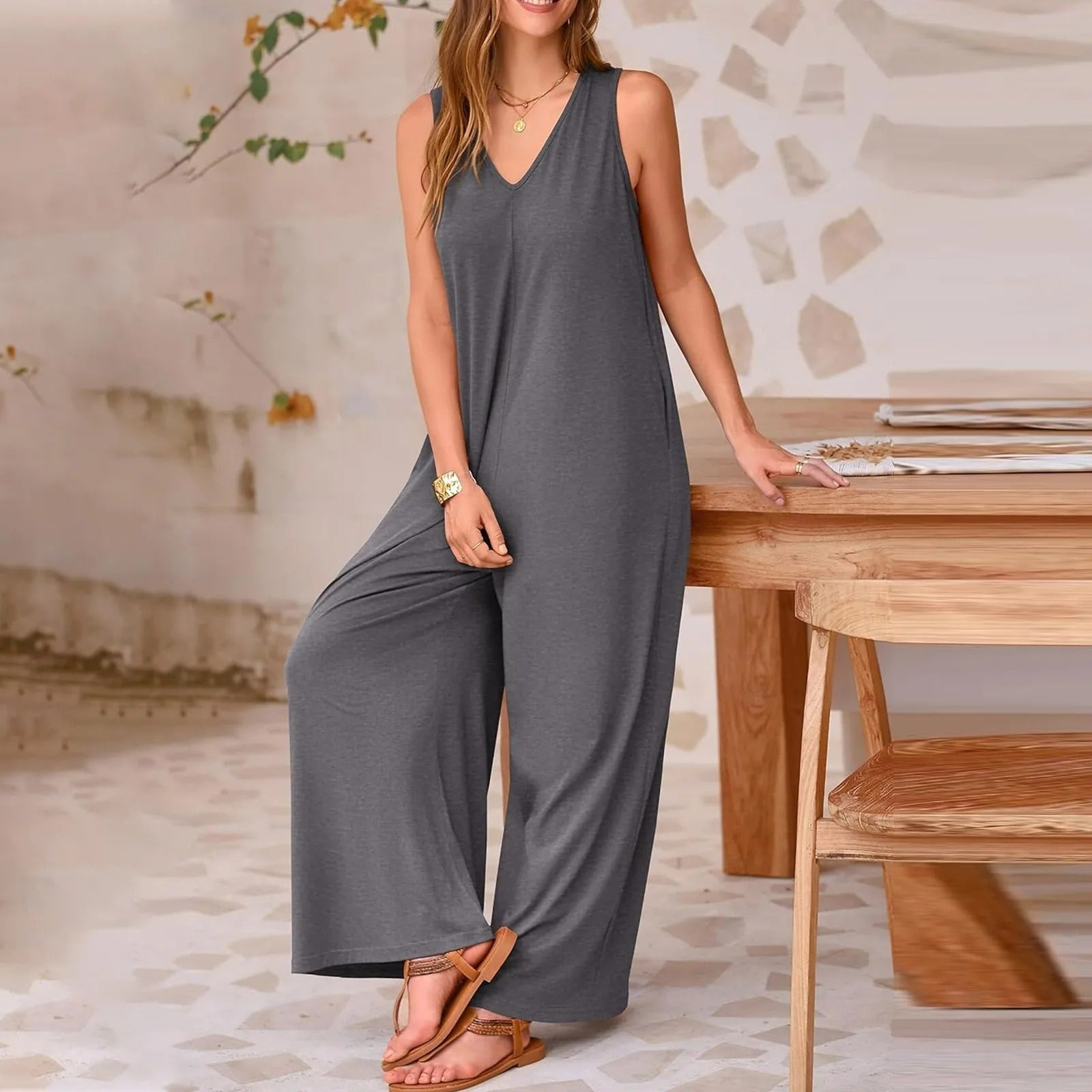 Dames jumpsuit - stijlvolle mouwloze all-in-one outfit voor een ontspannen look