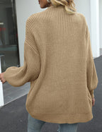 Dames gebreid vest met zakken - lange mouwen en casual los model - Bakkermode.nl