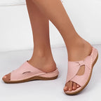 Dames leren slippers - trendy orthopedische sandalen voor zomerse dagen