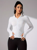 Dames lichtgewicht sportjack - stijlvolle lange mouwen zip-up fitness top voor casual en actieve looks