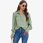 Dames chiffon blouse - tijdloze lange mouwen kantooroutfit - luchtige top voor vrouwen