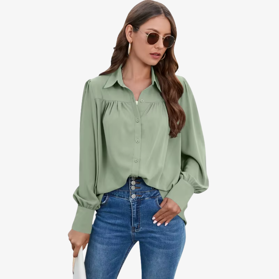 Dames chiffon blouse - tijdloze lange mouwen kantooroutfit - luchtige top voor vrouwen