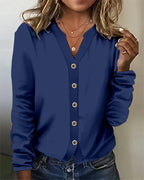 Dames casual button-up blouse van katoen - trendy look voor elke gelegenheid