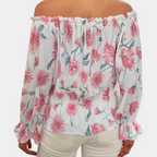 Damesbloes met bloemenprint - elegante off-shoulder top voor een zomerse casual look