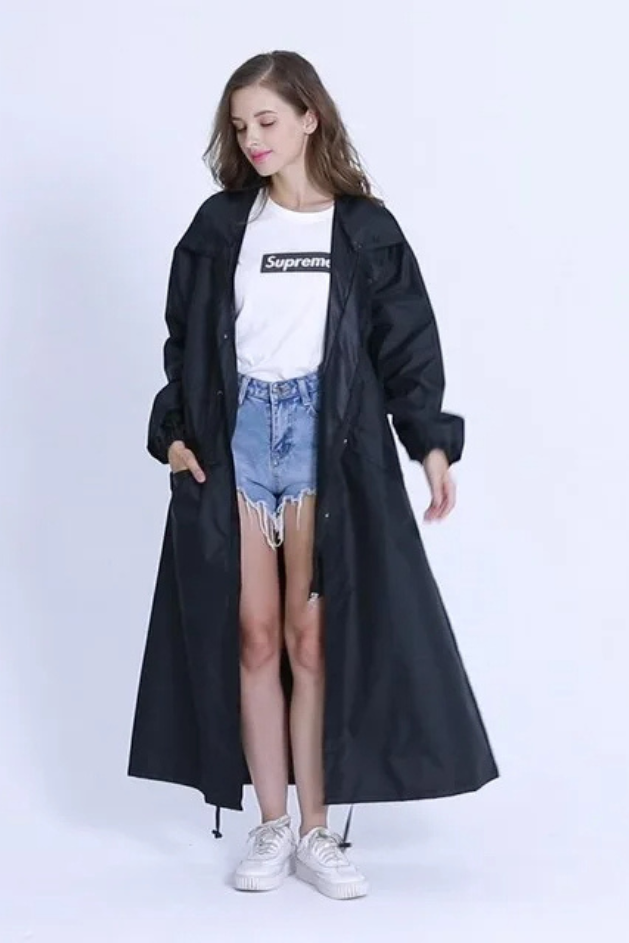 Lang bedrukte jas - stijlvolle gedessineerde dames outerwear