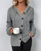 Dames cardigan - oversized gebreide hoodie - Bakkermode.nl