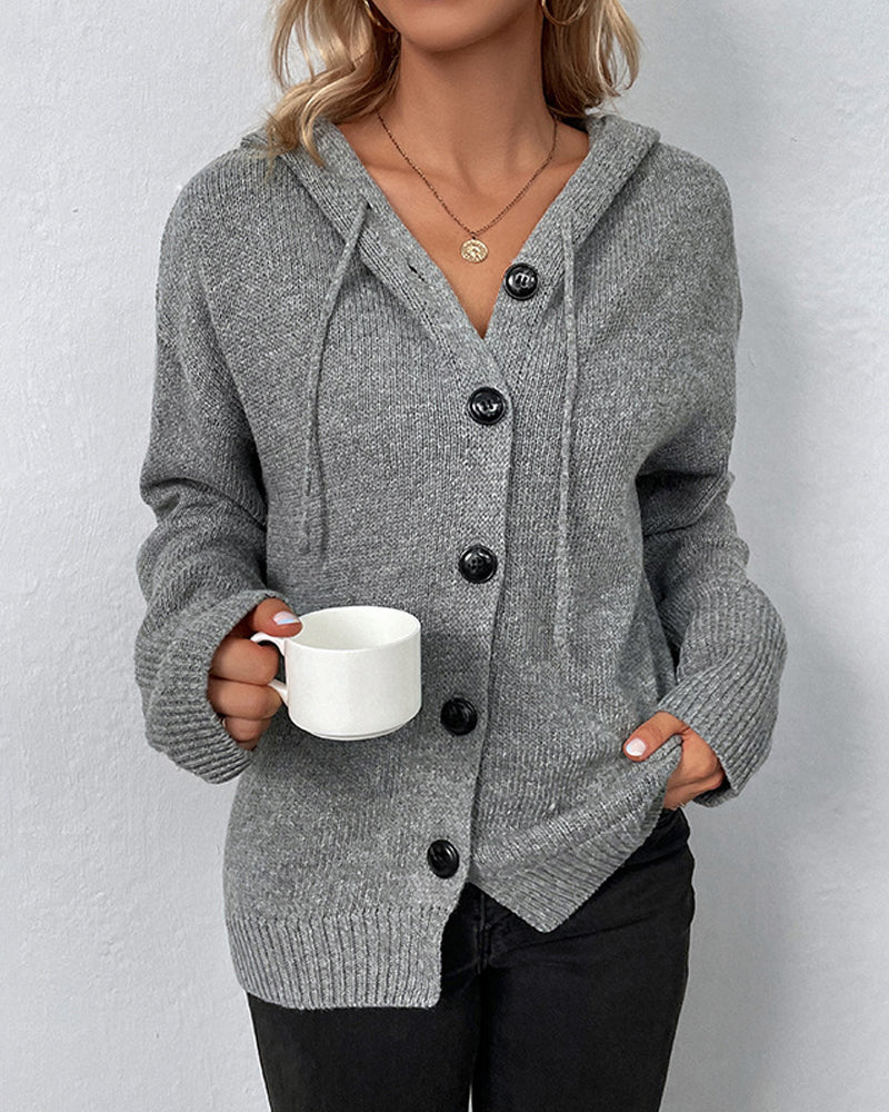 Dames cardigan - oversized gebreide hoodie - Bakkermode.nl