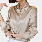 Dames satijnen blouse - klassieke loose-fit top voor moeiteloze stijl, casual of op kantoor
