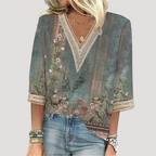 Dames casual top lichte v-hals blouse - elegante zomertunic voor relaxte uitjes