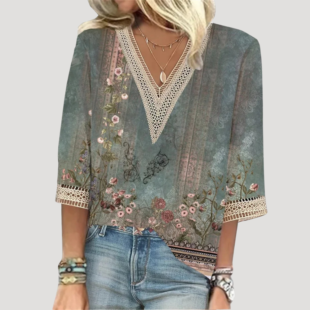 Dames casual top lichte v-hals blouse - elegante zomertunic voor relaxte uitjes