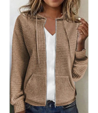 Textured zip-up hoodie - stijlvolle casual jacket voor vrouwen
