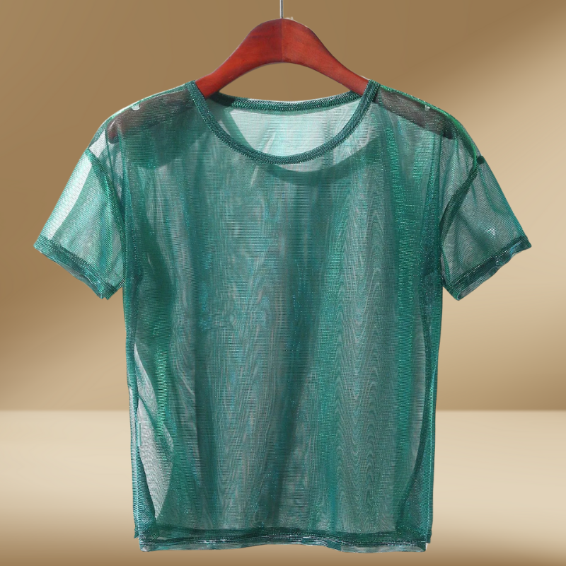 Dames sheer top - lichtgewicht mesh voor casual en avondkleding - chic gelaagd ontwerp voor veelzijdige styling