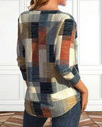 Multikleurige dames top - trendy lace-up gedrukt shirt