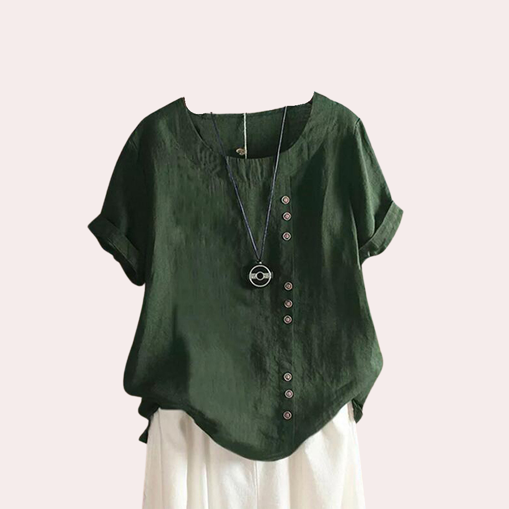 Dames casual blouse - luchtige zomer top met stijlvolle knoopdetails