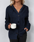 Dames cardigan - oversized gebreide hoodie - Bakkermode.nl