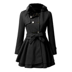 Dames dubbelzijdige jas - stijlvolle warme jas met nepkraag