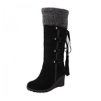 Kniehoog wedge laarzen - gezellige winterfootwear voor dames - Bakkermode.nl