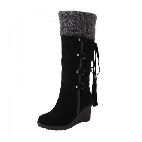 Kniehoog wedge laarzen - gezellige winterfootwear voor dames - Bakkermode.nl
