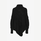 Gebreide poncho met hoge hals - elegante damestrui